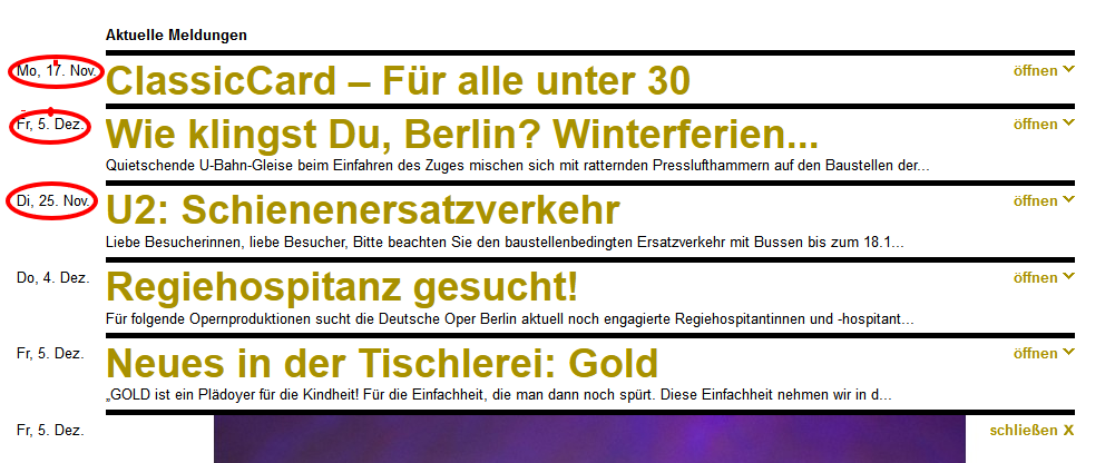 Deutsche Oper Berlin aktuell. Screenshot