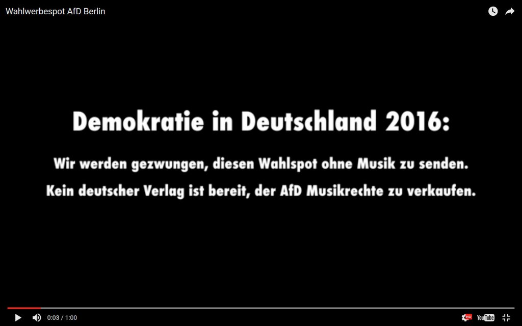 Vorspann zum Berliner Wahlwerbespot der AfD. Screenshot